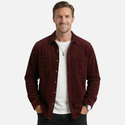 Sobrecamisa de mezcla de algodón acanalado – Ajuste relajado para hombre