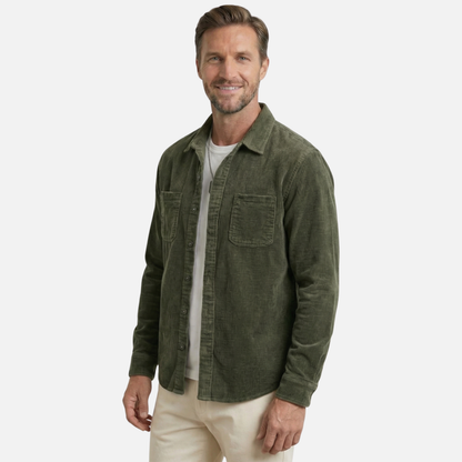 Sobrecamisa de mezcla de algodón acanalado – Ajuste relajado para hombre