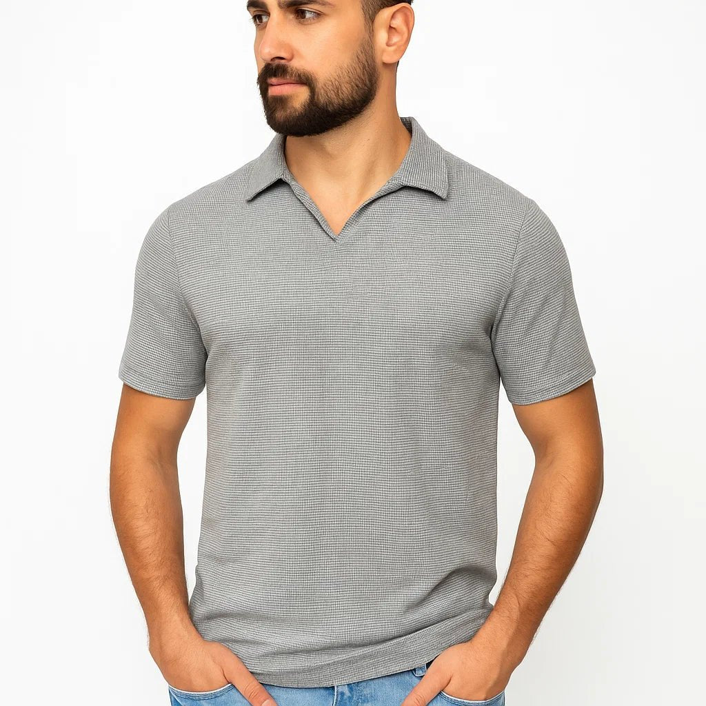 Polo acanalado con botonadura para hombre