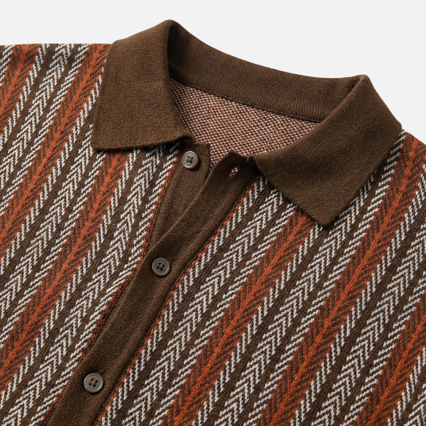 Camisa de punto a rayas de manga corta con botones para hombre