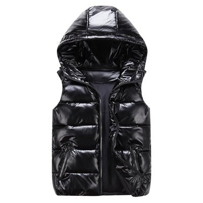 Chaleco acolchado brillante con capucha para hombre