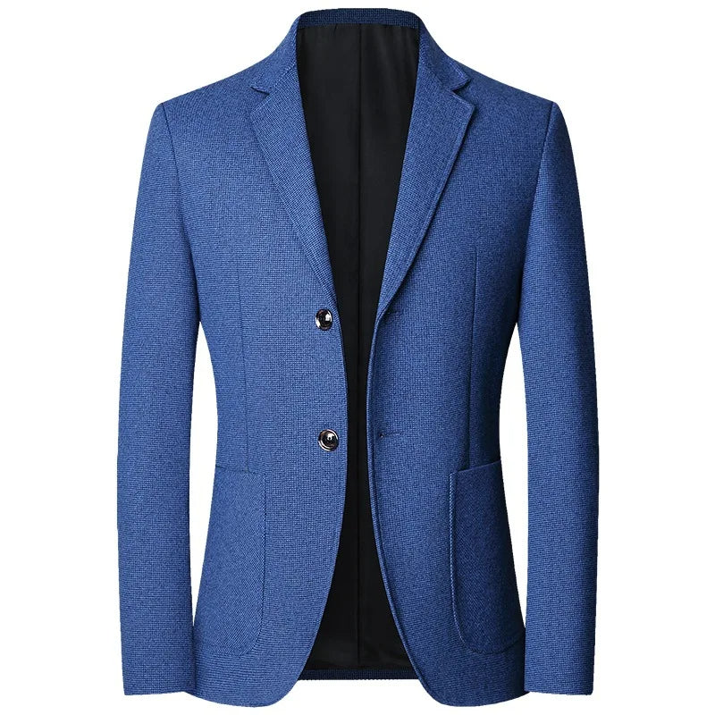 Blazer slim fit para hombre de mezcla ligera de lana con bolsillos laterales