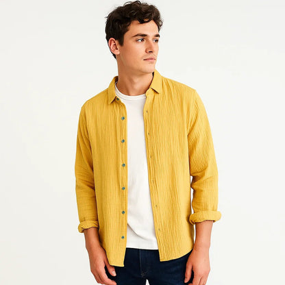 Camisa de lino transpirable para el día a día para hombre