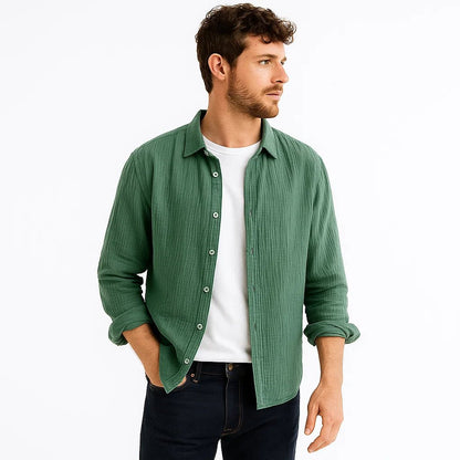 Camisa de lino transpirable para el día a día para hombre
