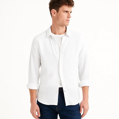 Camisa de lino transpirable para el día a día para hombre