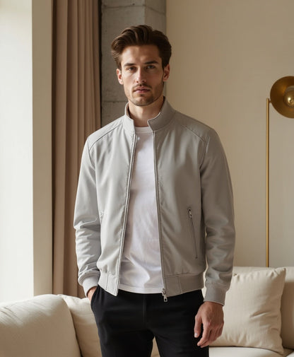 Chaqueta ligera para hombre resistente al viento con cremallera completa