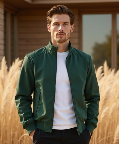 Chaqueta ligera para hombre resistente al viento con cremallera completa