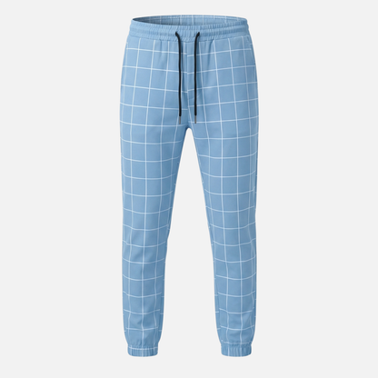 Pantalón de chándal para hombre con diseño de cuadros – Corte entallado con puños acanalados