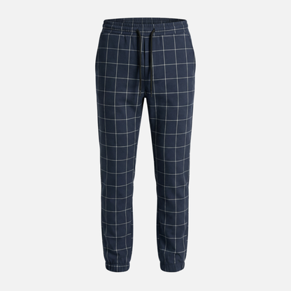 Pantalón de chándal para hombre con diseño de cuadros – Corte entallado con puños acanalados