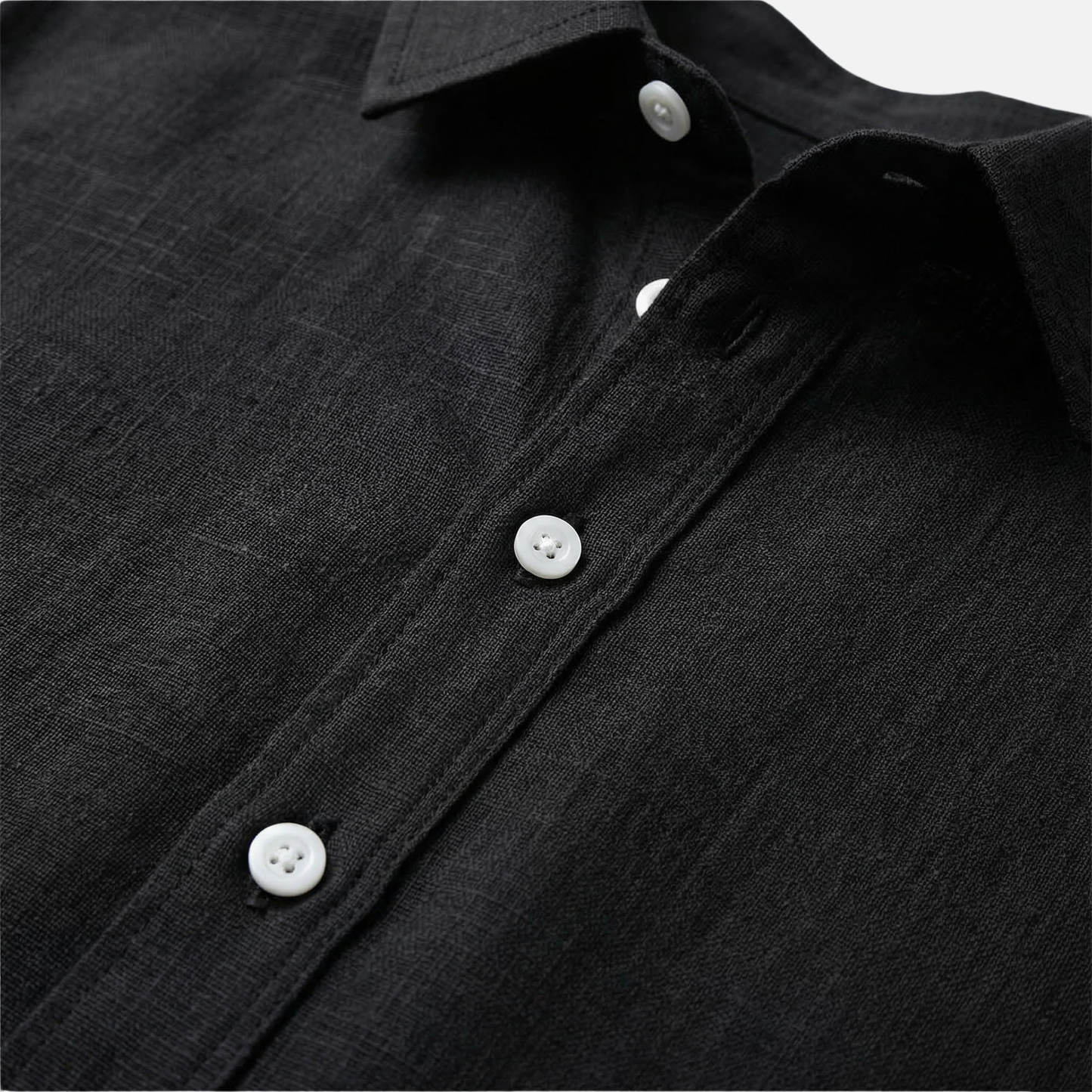 Camisa ligera de lino negra para el verano para hombre