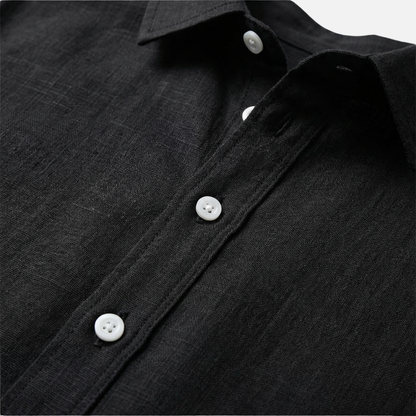 Camisa ligera de lino negra para el verano para hombre