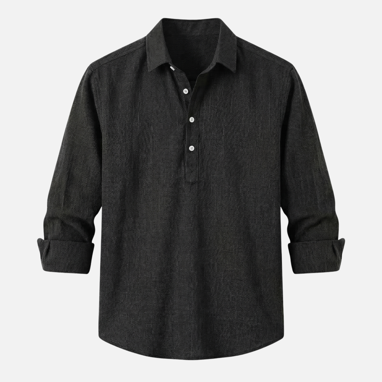 Camisa ligera de lino negra para el verano para hombre
