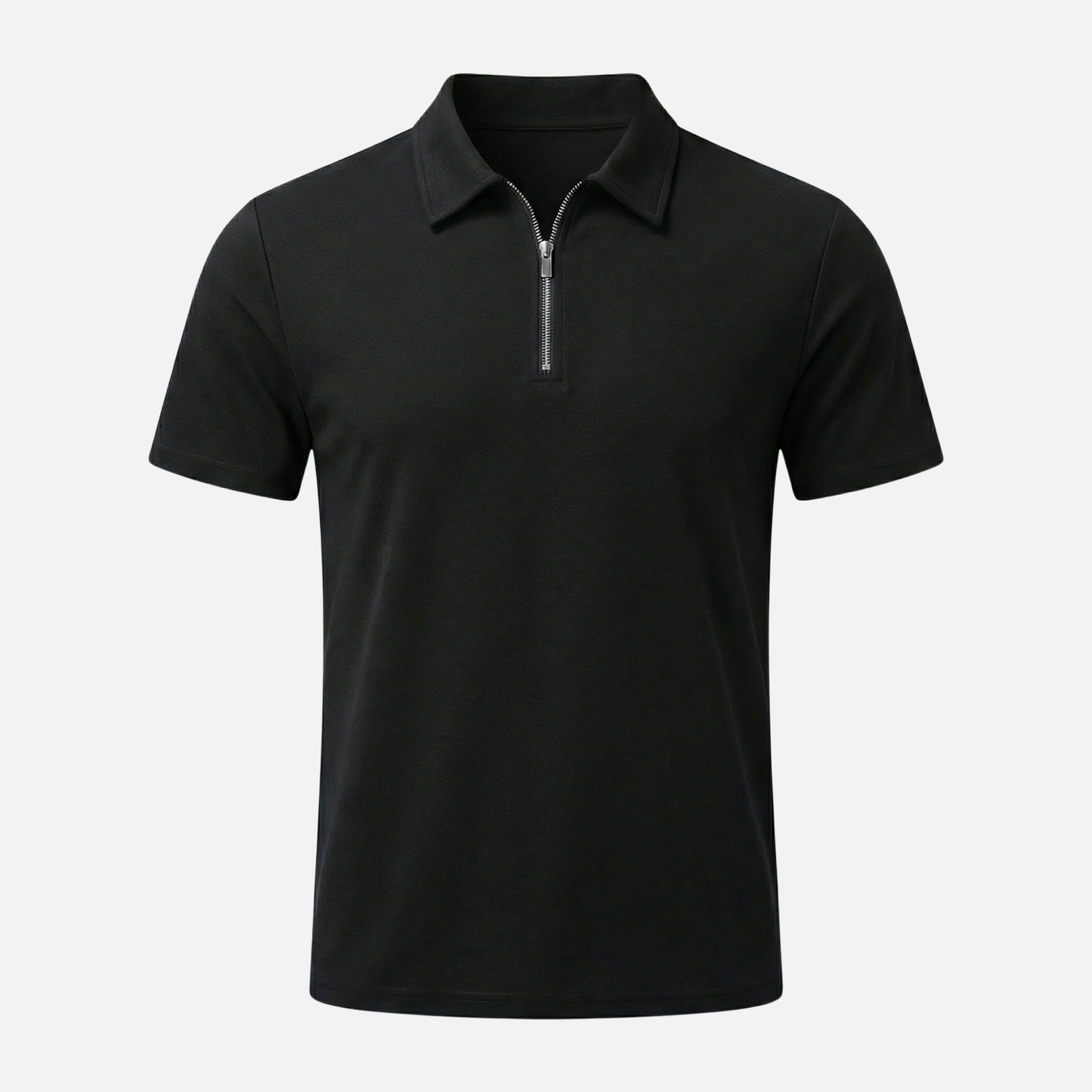 Polo de manga corta para hombre de algodón – Cuello con cremallera hasta el pecho y estructura piqué