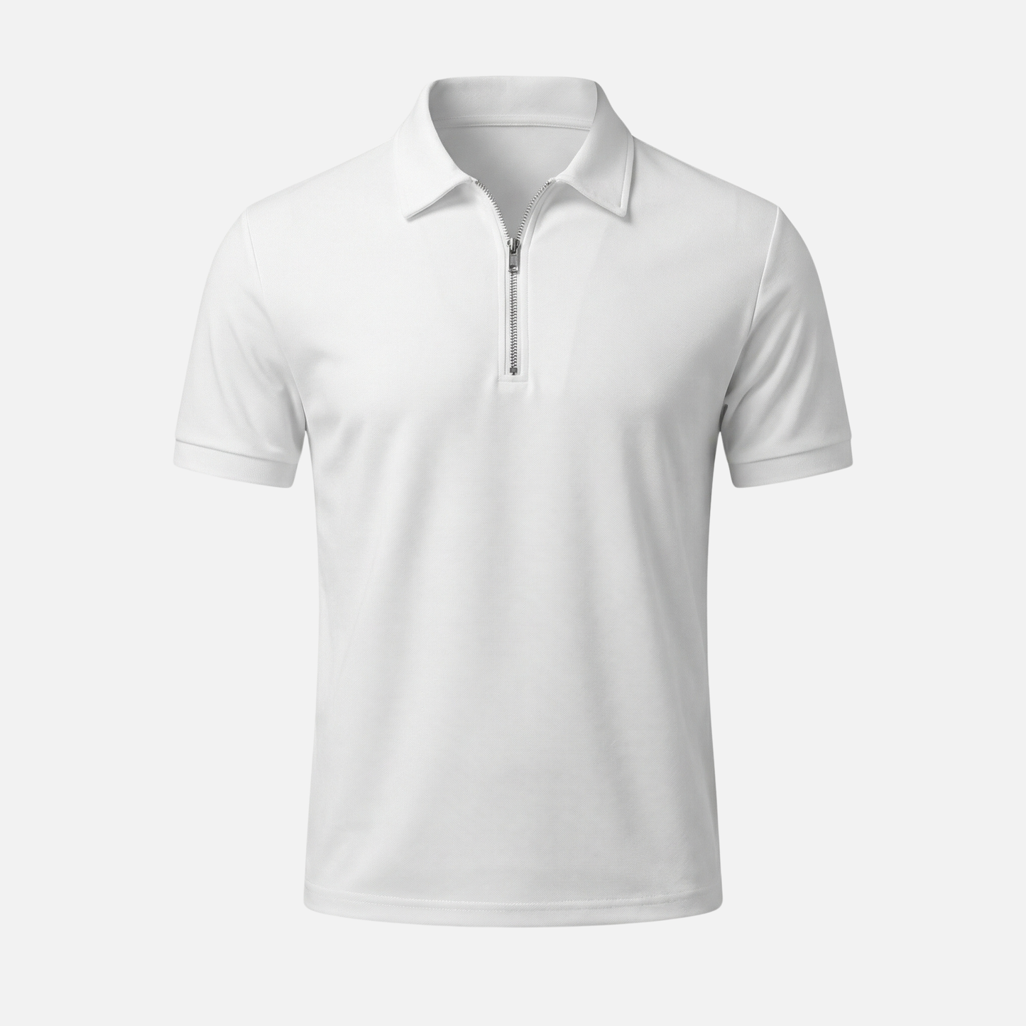 Polo de manga corta para hombre de algodón – Cuello con cremallera hasta el pecho y estructura piqué