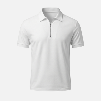 Polo de manga corta para hombre de algodón – Cuello con cremallera hasta el pecho y estructura piqué