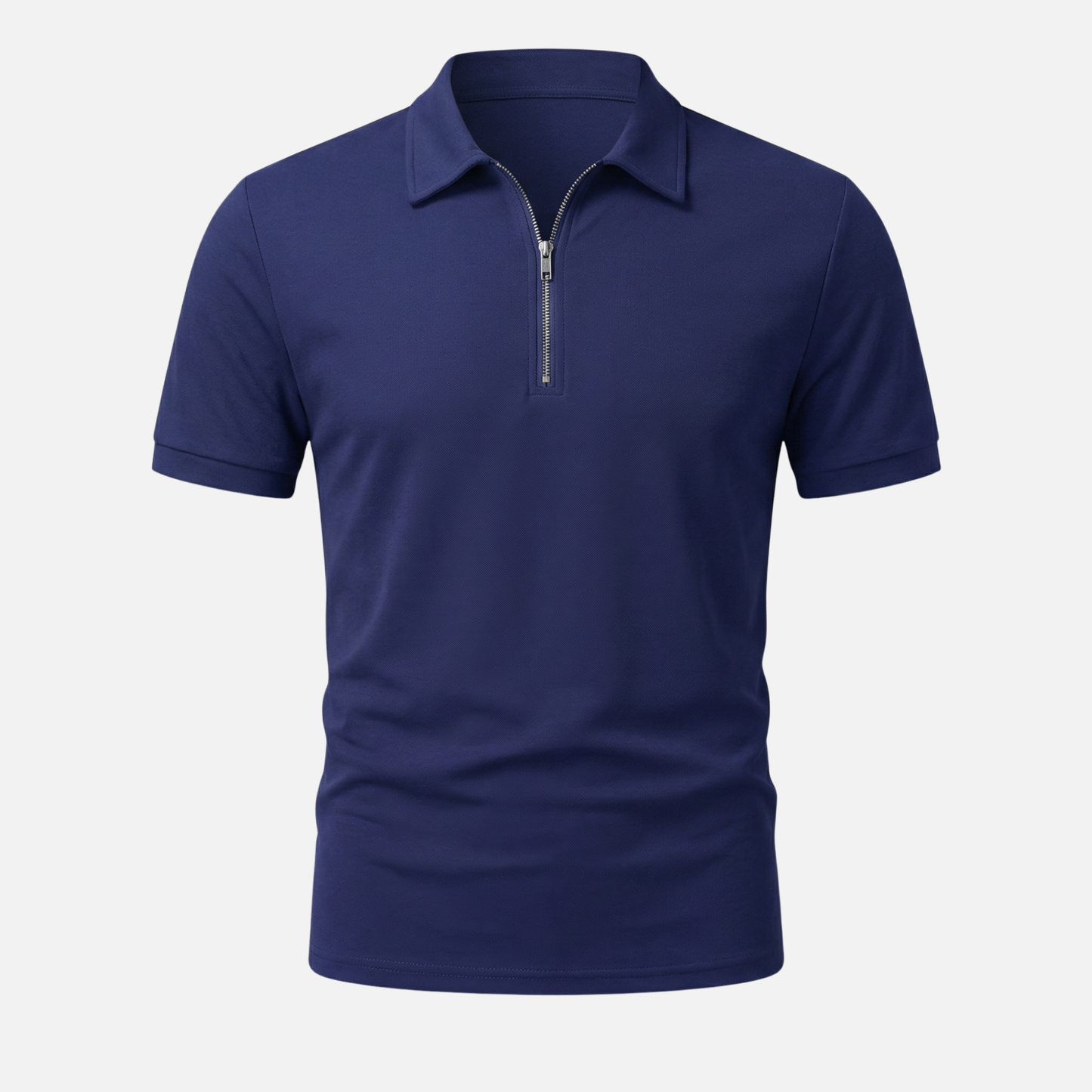 Polo de manga corta para hombre de algodón – Cuello con cremallera hasta el pecho y estructura piqué