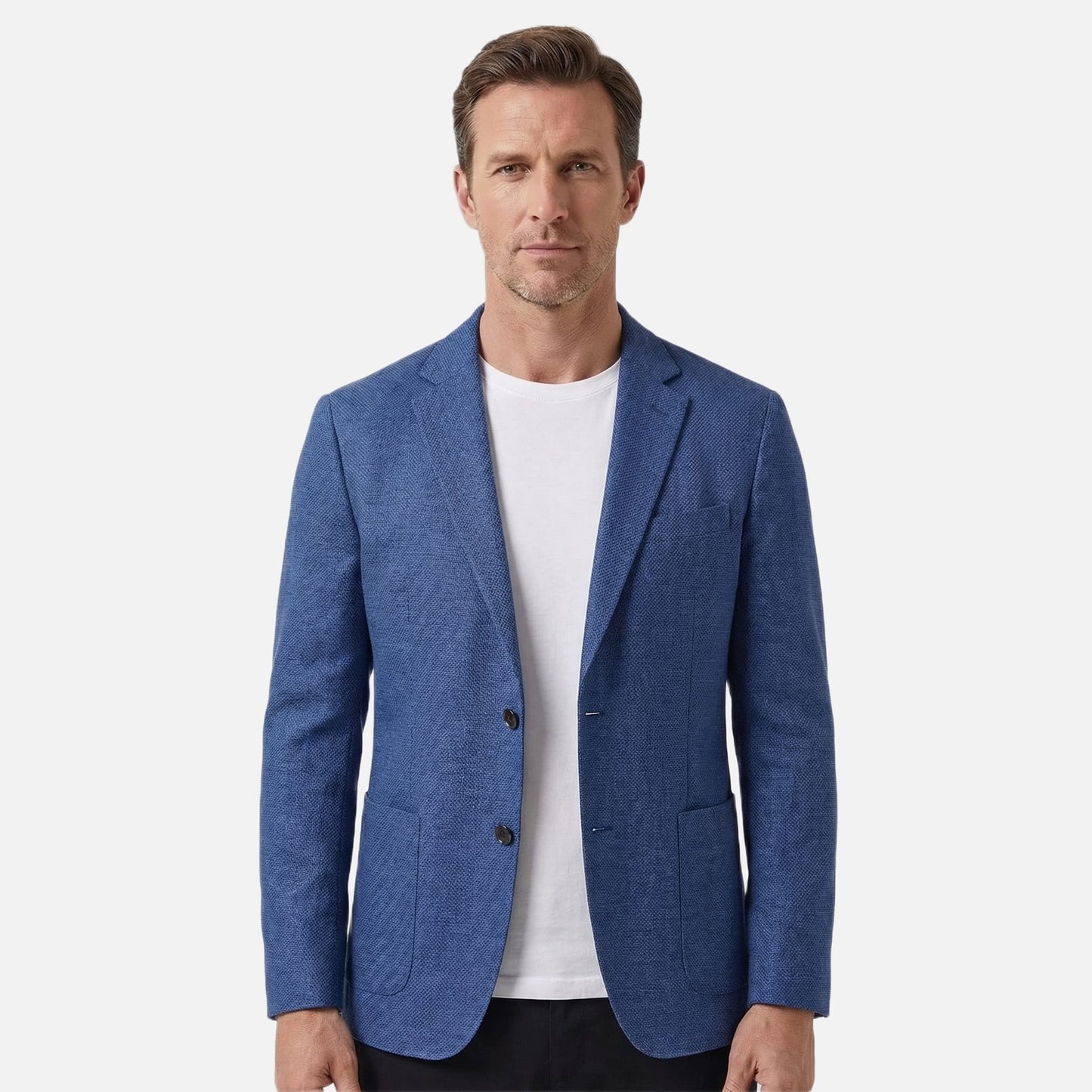 Blazer slim fit para hombre de mezcla ligera de lana con bolsillos laterales