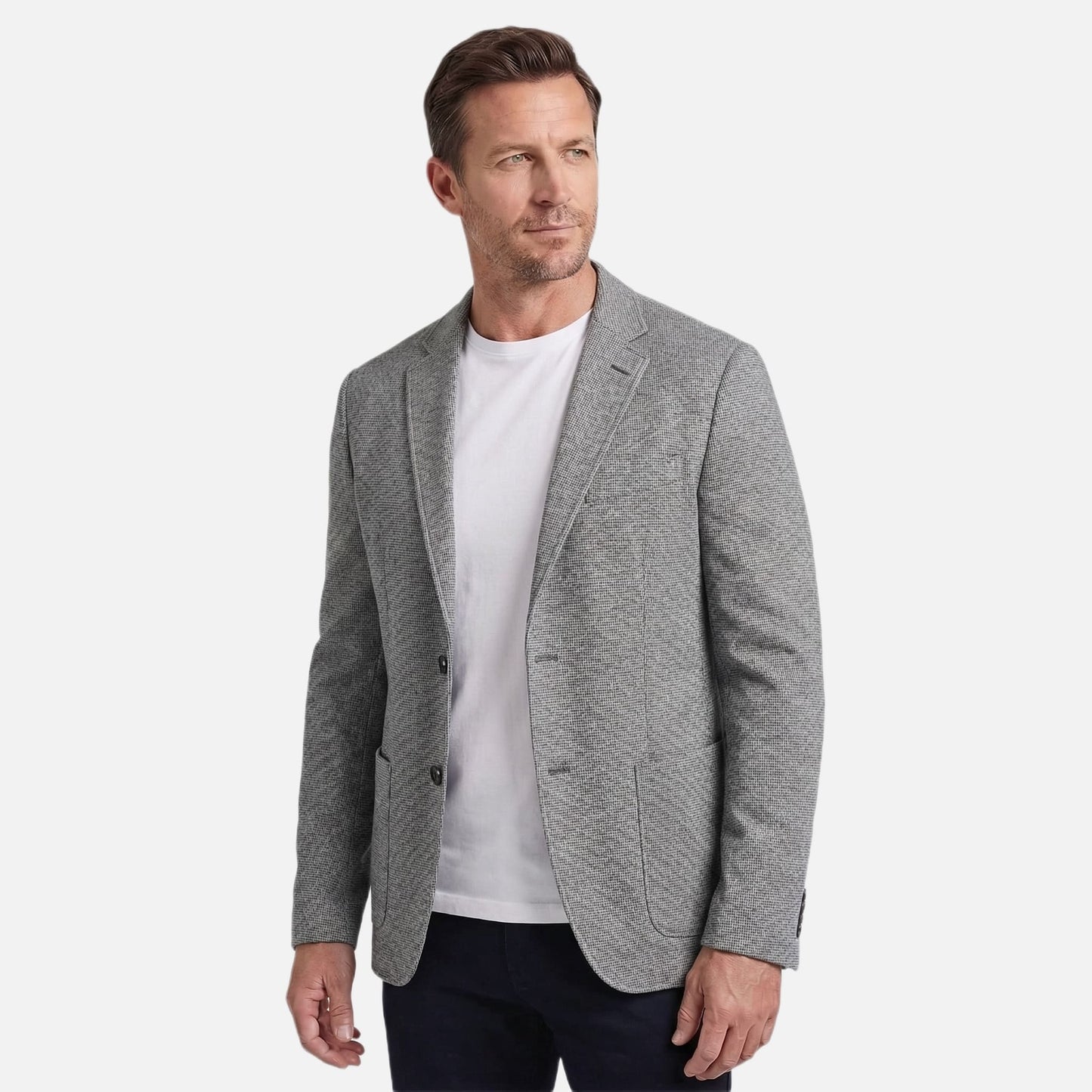 Blazer slim fit para hombre de mezcla ligera de lana con bolsillos laterales