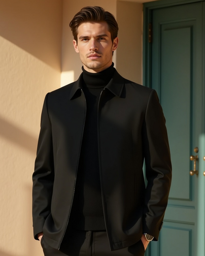 Chaqueta casual ligera con cuello alto – chaqueta outdoor para hombre con cremallera