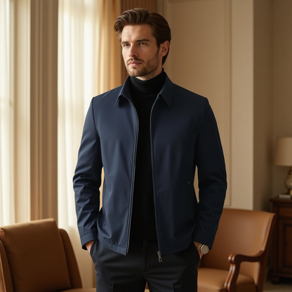 Chaqueta casual ligera con cuello alto – chaqueta outdoor para hombre con cremallera