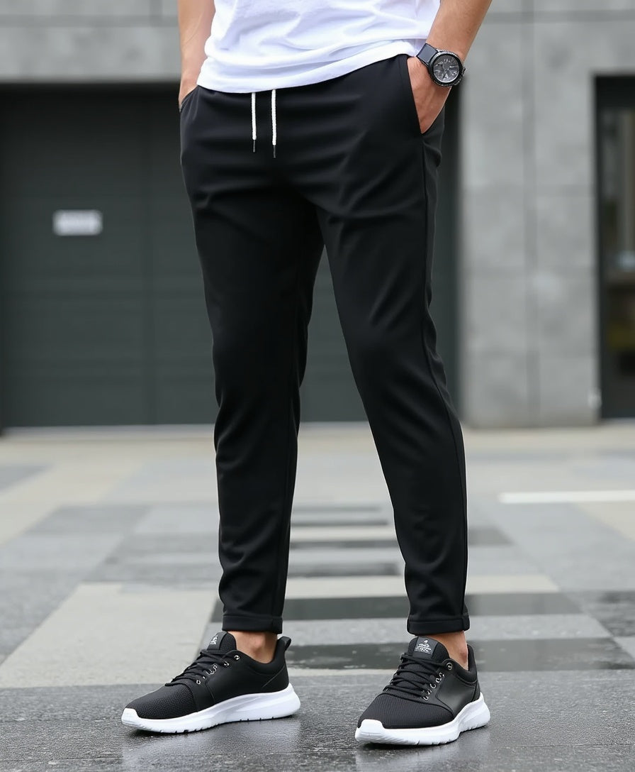 Pantalón casual con cordón – Pantalón slim fit ligero para caballeros