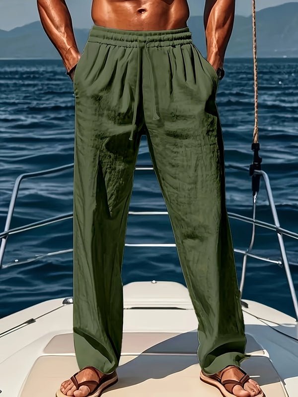 Pantalón de chándal de tejido de sudadera con cordón para hombre