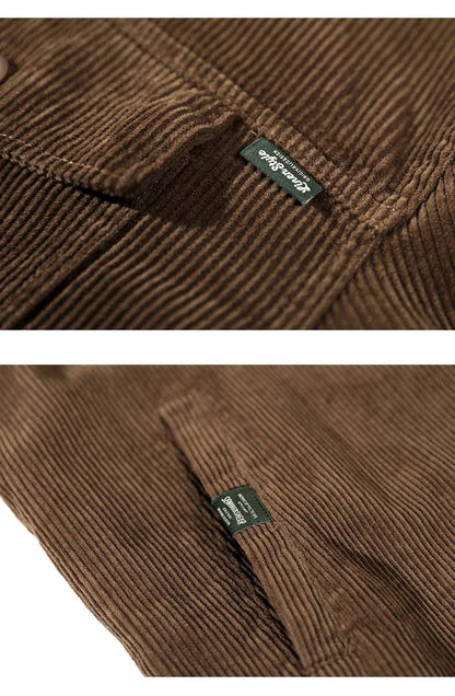 Camisa de pana con manga larga y dos bolsillos en el pecho para hombre
