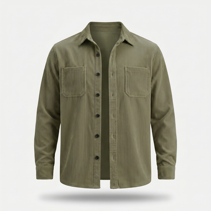 Chaqueta camisa de pana con dos bolsillos en el pecho para hombre