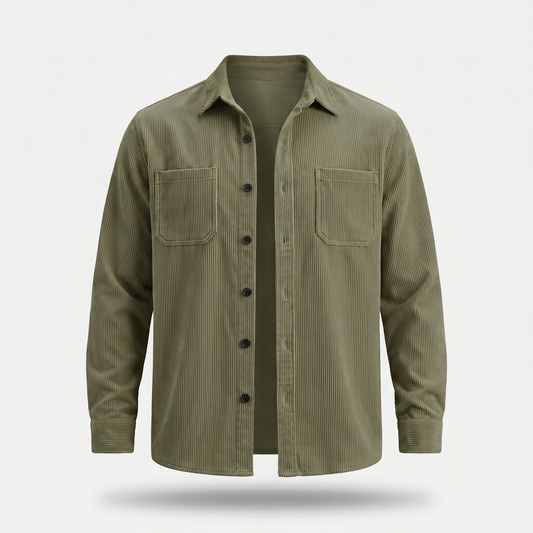 Chaqueta camisa de pana con dos bolsillos en el pecho para hombre