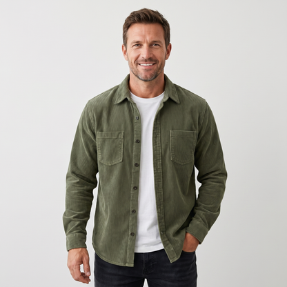 Chaqueta camisa de pana con dos bolsillos en el pecho para hombre