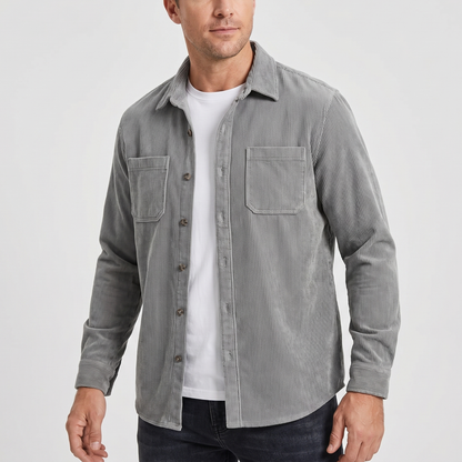 Chaqueta camisa de pana con dos bolsillos en el pecho para hombre