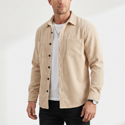 Chaqueta camisa de pana con dos bolsillos en el pecho para hombre