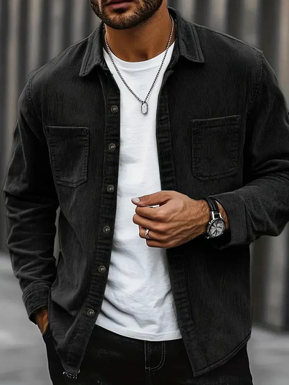Chaqueta camisa de pana con dos bolsillos en el pecho para hombre