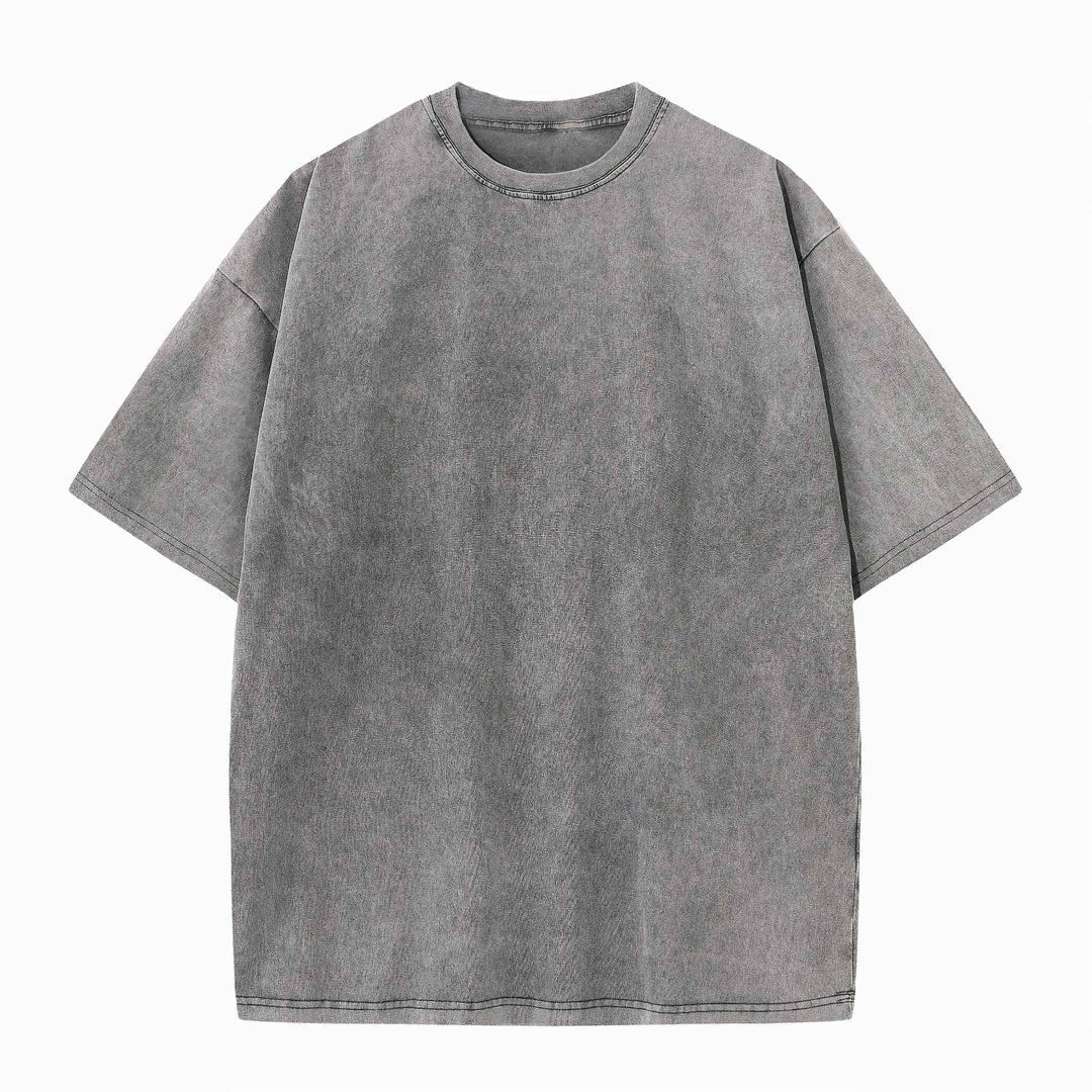 Camiseta de algodón de manga corta con lavado para hombre
