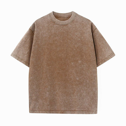 Camiseta de algodón de manga corta con lavado para hombre