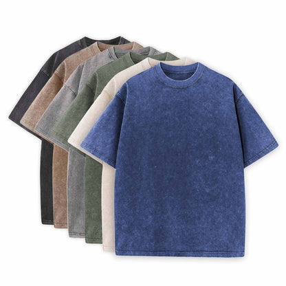 Camiseta de algodón de manga corta con lavado para hombre