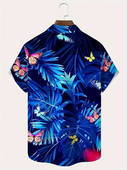 Camisa de algodón de manga corta con estampado floral para hombre