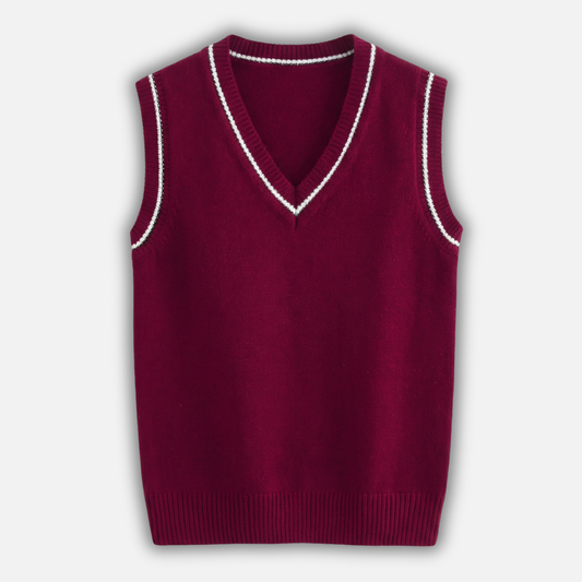 Chaleco de punto casual para hombres con patrón de trenzas, escote en V y puños acanalados