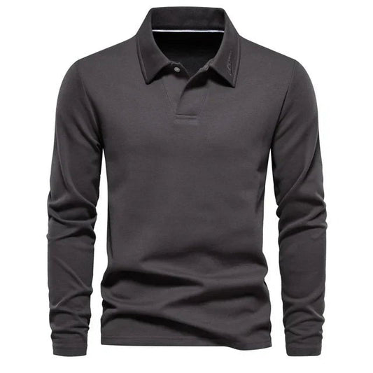 Polo de algodón de manga larga para hombre