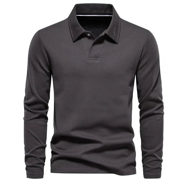 Polo de algodón de manga larga para hombre