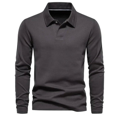 Polo de algodón de manga larga para hombre