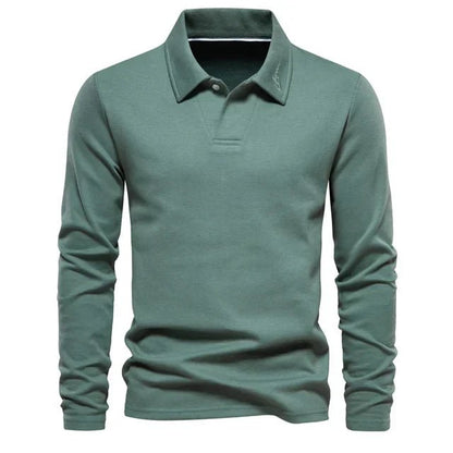 Polo de algodón de manga larga para hombre