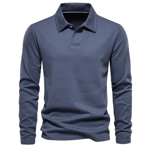 Polo de algodón de manga larga para hombre