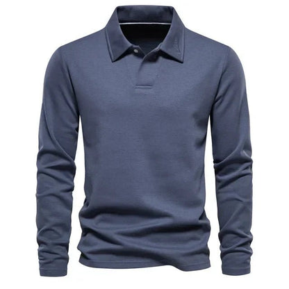 Polo de algodón de manga larga para hombre