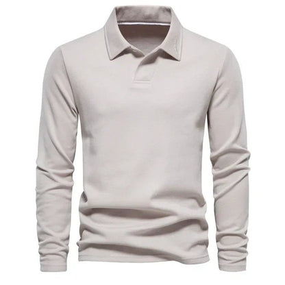 Polo de algodón de manga larga para hombre