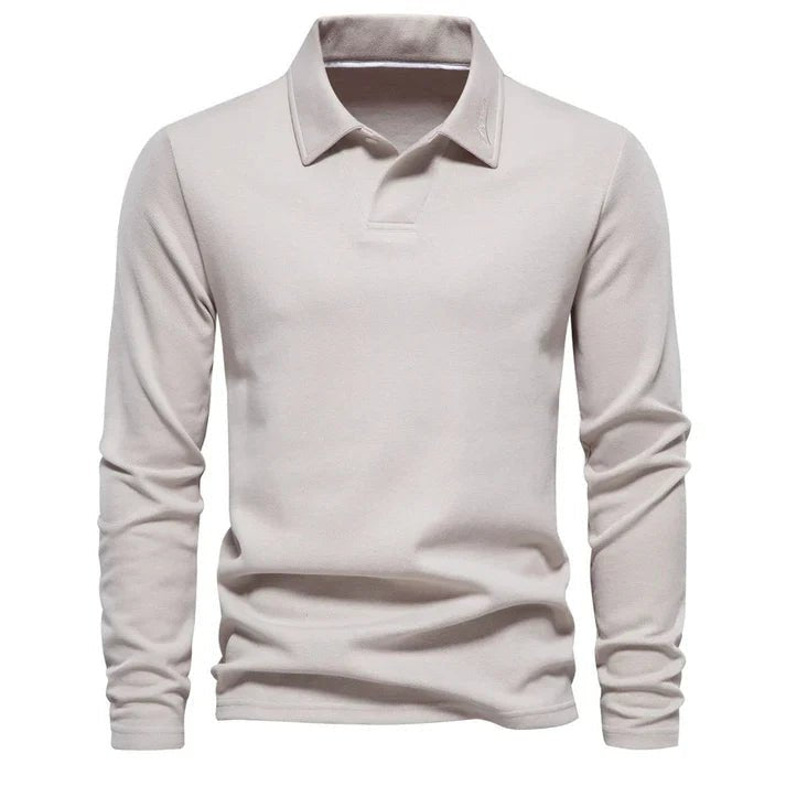 Polo de algodón de manga larga para hombre
