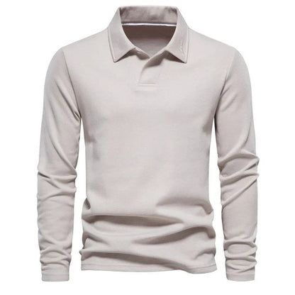 Polo de algodón de manga larga para hombre