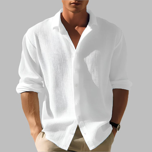 Camisa de algodón de manga larga corte casual para hombre