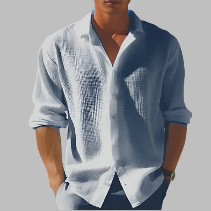 Camisa de algodón de manga larga corte casual para hombre
