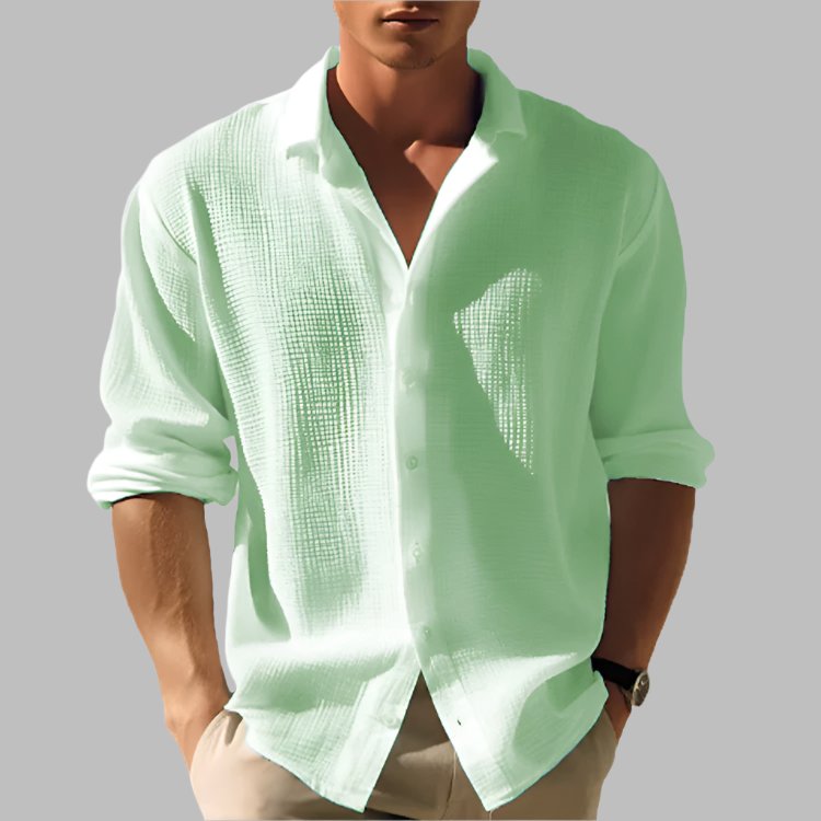 Camisa de algodón de manga larga corte casual para hombre